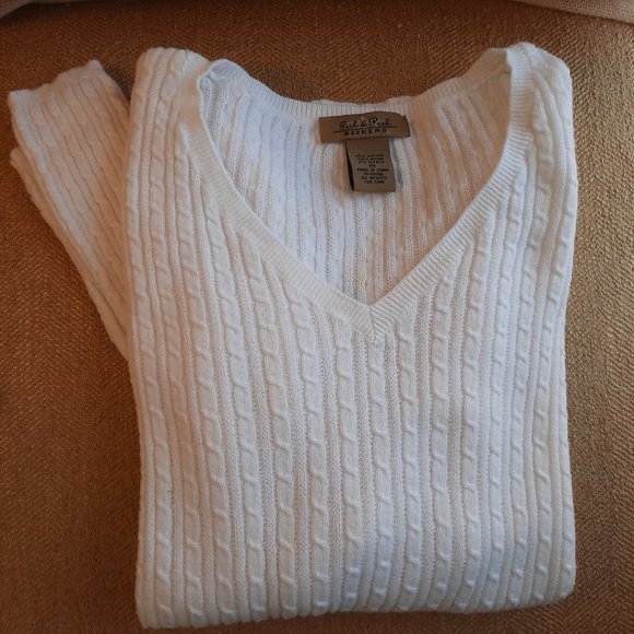 Peck&Peck White Cable Knit Cotton Alpaca Sweater M - Picture 12 of 15